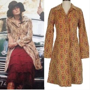 Anthropologie Vintage Inspired Coat Snak Velvet Floral Retro Winter Fall Size 4